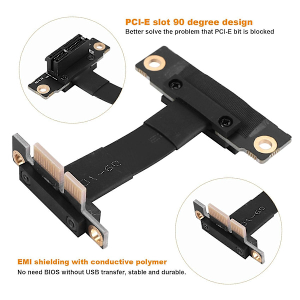 PCIE X1 Nouseuttajakaapeli 90 Asteen Oikea Kulma PCIe 3.0 X1 - X1 Jatkokaapeli 8Gbps PCI 1X Nouseuttajakortti - Täydellinen