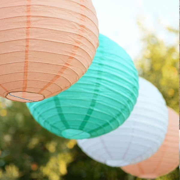 12 stk Papirlykter Multifargede Dekorative Runde Papirlykter for Festivalfest Jubileum med 4 Størrelser - Perfekt Peach Pink