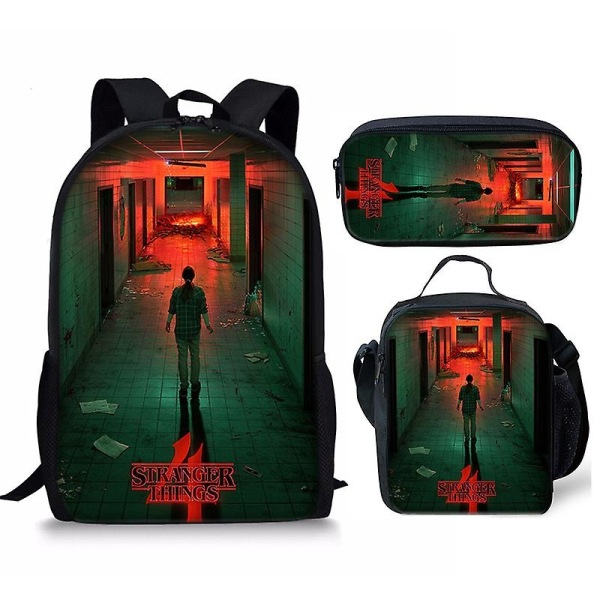 Stranger Things4 Opiskelijan koululaukku Lasten unisex reppu lounaslaukku - Perfet 14 pen bag