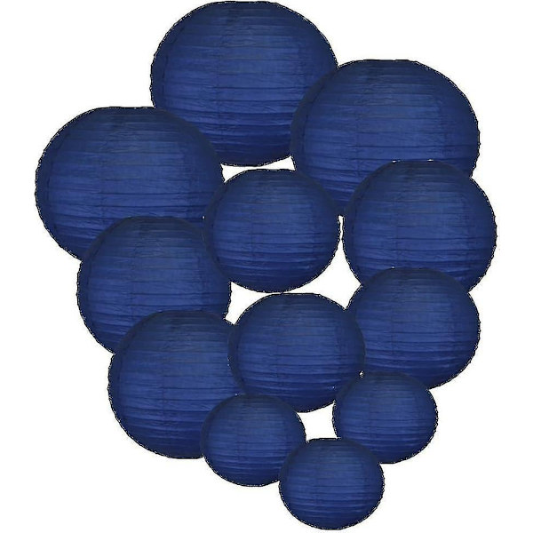12 stk Papirlykter Multifargede Dekorative Runde Papirlykter for Festivalfest Jubileum med 4 Størrelser - Perfekt Dark Blue