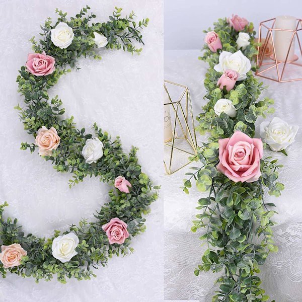 Artificial Eucalyptus Plant Garland, 2 Pack Artificial Eucalyptus Leaf Hanging Vine for bryllup Bakteppe Arch Wall Deco - Perfet