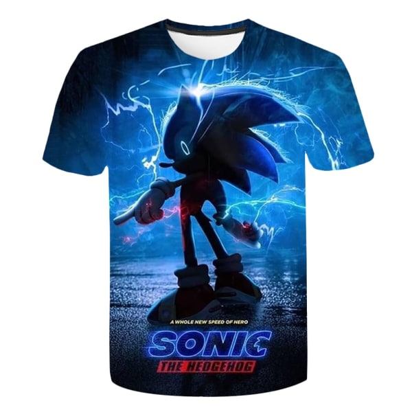 Sonic The Hedgehog Kids Boy 3D-painetut lyhythihaiset casual topit - Perfet Blue 7-8 Years