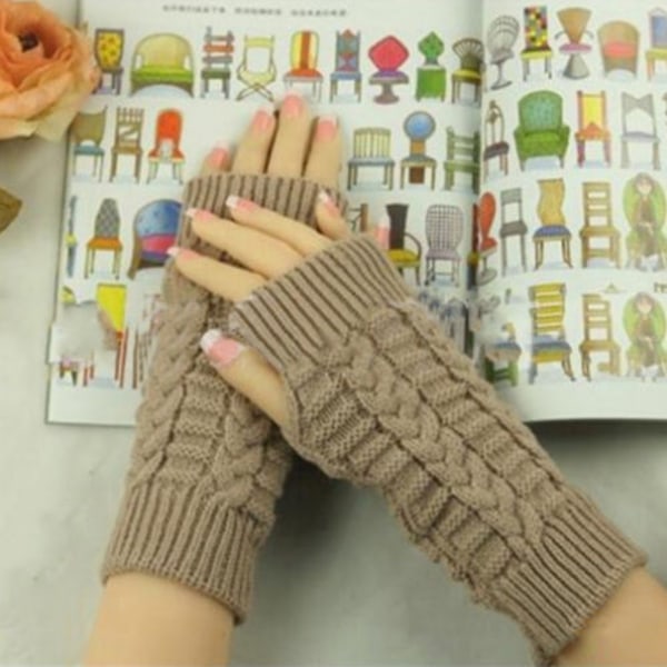 Neutraali Half Finger Gloves Winter Knitted Fingerless Gloves - Perfet Khaki