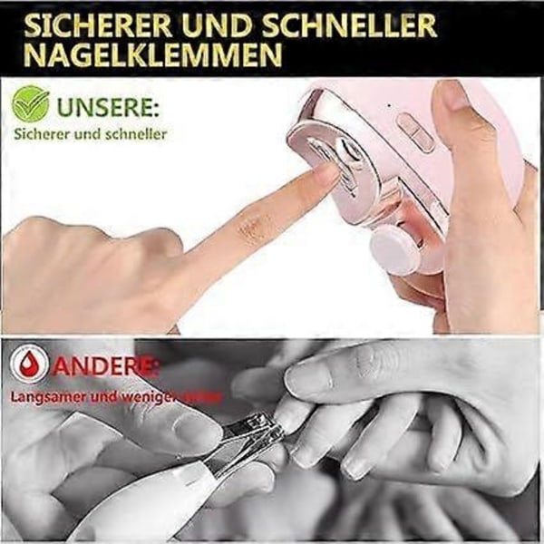 Automatisk nagelklippare med ljus, elektrisk automatisk nagelsax, elektrisk nagelklippare för barn, USB elektrisk nagelklippare, elektrisk nagel-Perfet