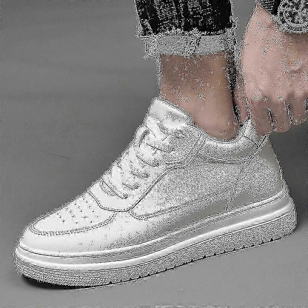 Lift Sneakers Herr Höjdökande Skor Innersula 8cm Vit Svart Högre Skor Herr Fritid Mode Sport Plus Storlek 36-44-Perfet WHITE 43
