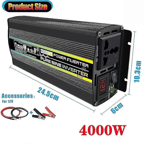 8000w/10000w Ren Sinusvågsströmriktare Spänningstransformator Intelligent Digital Display Bil Hem Utomhus Dc12v 24v 48v 60v -220v Konverterare ZD.16 48v 4000W