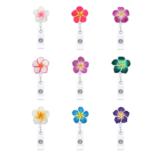 Flower Shape Badge Reel Clip Infällbar ID-kort Badge Hållare N - Perfet A7