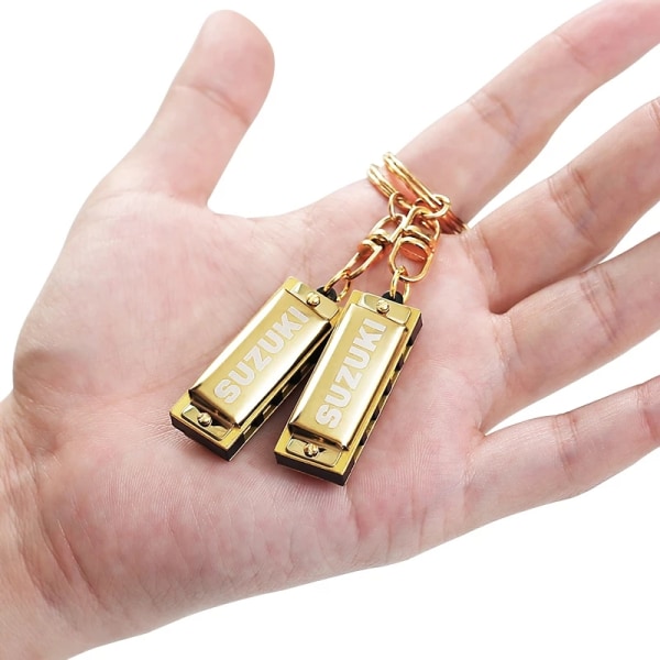 Ny munspel Mini 5-håls 10-tons munspel Nyckelring Golden In - Perfet