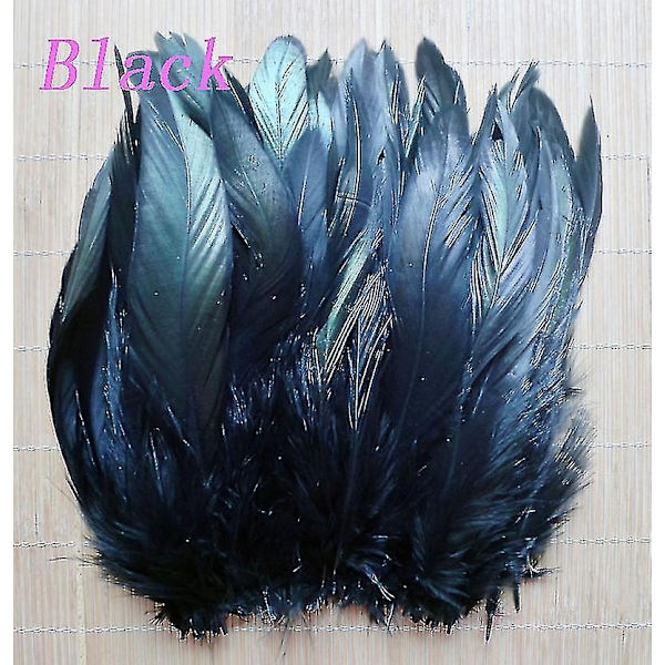 200 stk Naturlige Hanehale Fjer 13-18cm Hanefjer Sorte Fjer til Karneval Halloween Julehåndværk Dekoration-Perfet black
