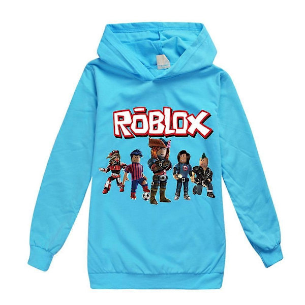 ROBLOX Speltryckta Hoodies Barn Pojkar Flickor Långärmad Huvtröja Pullover Sweatshirt Casual Toppar Present-Perfekt Light Blue 9-10 Years