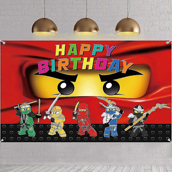 Ninja Födelsedagsfesttillbehör Ninja Tema Bakgrundsdekorationer Barnens Grattis På Födelsedagen Banner Födelsedagsfest Dekorationer Pojkar - Perfekt