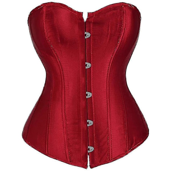 Kvinders Bustier Korset Top Sexy Lingeri Sæt Sort Satin Talje Cincher-Perfet Wine red 5x-large