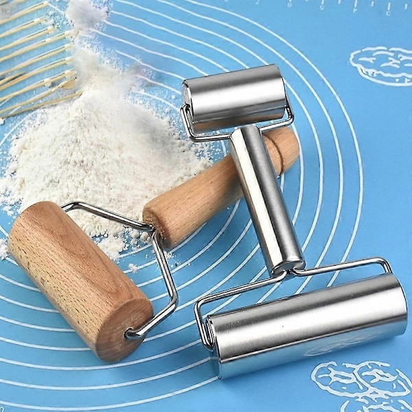 Kagerulle Non-Stick Komfortabelt Greb Dobbelt Hoved Rustfrit Stål Ramme Dejrulle til Fondant-Perfet 2