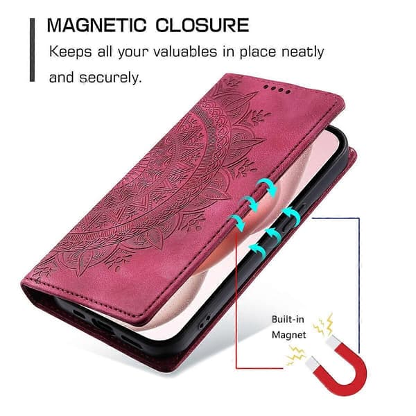 Fodral Kompatibelt med Samsung Galaxy A32 5G Läder Magnetisk Folio TPU Stötsäker Hållbart Skyddande Skal Samsung Galaxy A32 5G-Perfekt Red