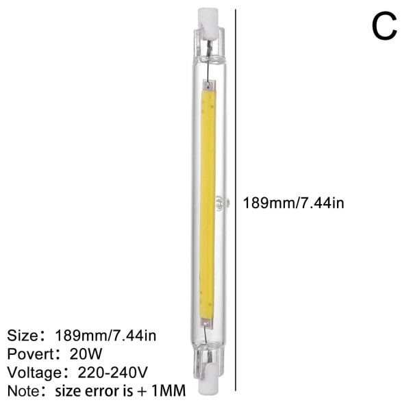 LED R7s COB 78mm 118mm Dimbara glasrör 15W 30W Lampbyte - Perfet yellowC 189mm