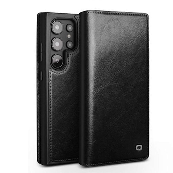 Kompatibel med QIALINO Läder Telefonfodral - Perfekt Black For Samsung Galaxy S25 Ultra 5G