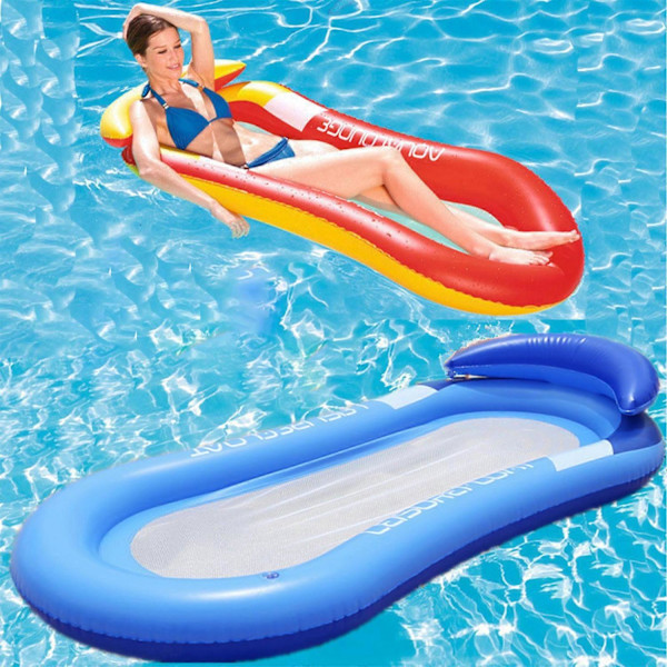 Voksen Pool Oppustelig Solstol Pool Float med Hovedpude, Swimming Pool Sommer Strand Legetøj til Party-Perfet Red