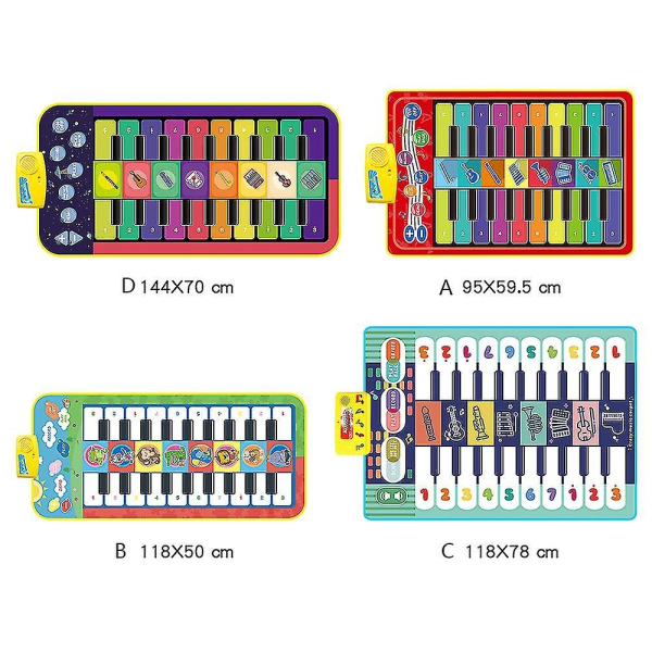 Klavermåtte, musiktastatur-spillemåtte Elektronisk musik Animal Touch-legetæppe Sjovt gavelegetøj - Perfet 118*50CM