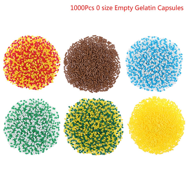 1000 stykker tomme hårde løs gelatinekapsel størrelse 0# Gel Medicin - Perfet Green Yellow one size