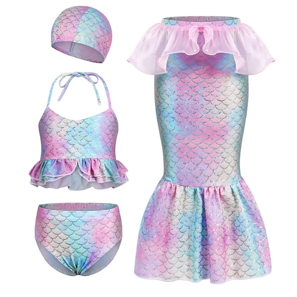 Havfrue badedragt bikini til børn og piger, pink 0 110