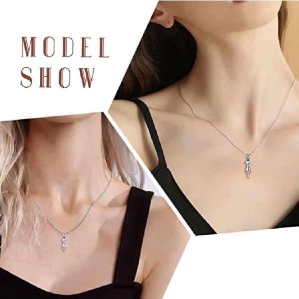 925 silver katt hänge halsband för kvinnor och flickor söta katt halsband-Perfet