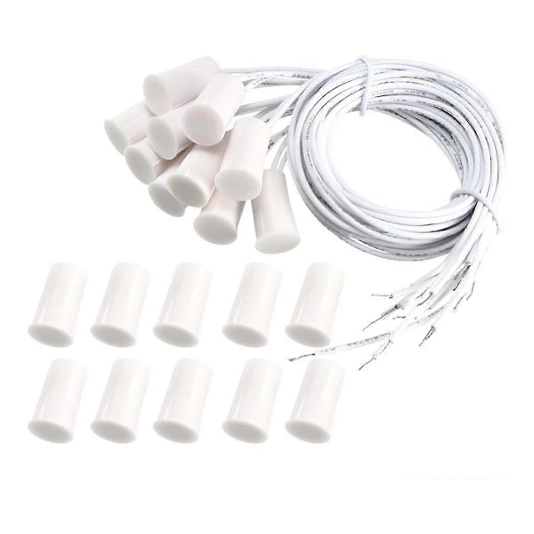 Magnetisk Dörrkontakt RC-33 NC Infälld Trådbunden Säkerhetsfönster Dörrsensor Larm Vit - (10 Set) - Perfekt