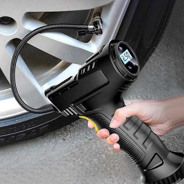 120W Elektrisk Luftpump för Bil, Bärbar Uppladdningsbar Luftkompressor, Digital Automatisk Däckpump - Perfet