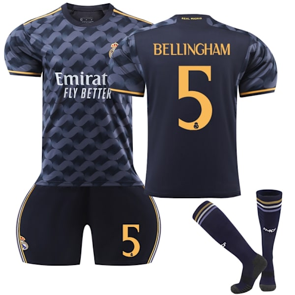 2023-2024 Real Madrid fodboldtrøje på udebane børn nr. 5 Bellingham- Perfet 20