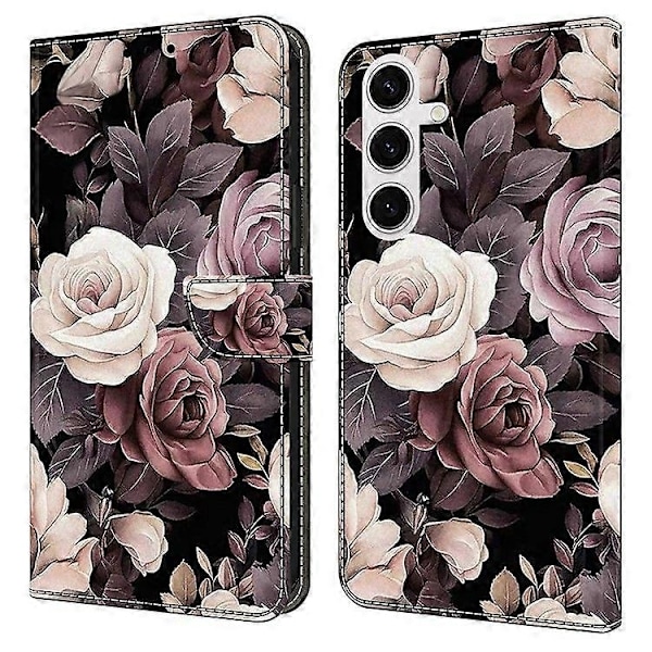 Puhelinkotelo Samsung Galaxy S25:lle, PU-nahkainen lompakkokotelo jalustalla - Täydellinen Rose