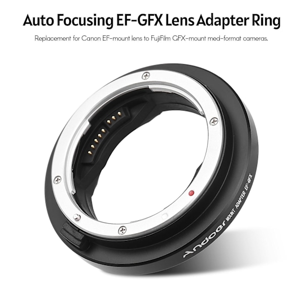 andoer EF-GFX kameraobjektivadapterring autofokus erstatning, egnet for Canon EF-festeobjektiv til Fuji GF-Perfet