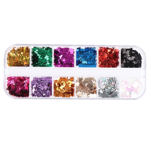 Sparkly Butterfly Nail Paljetter Blandade Glitter Flakes Discs - Perfet A