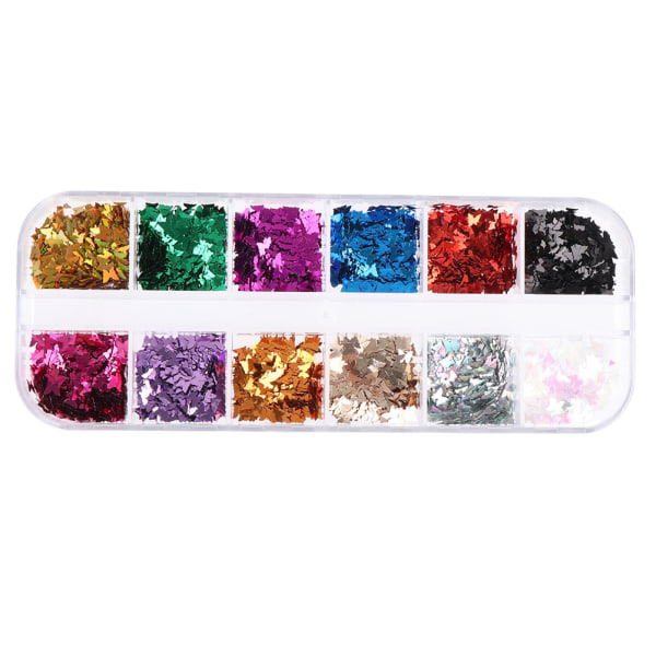 Sparkly Butterfly Nail Paljetter Blandet Glitter Flakes Discs - Perfet A