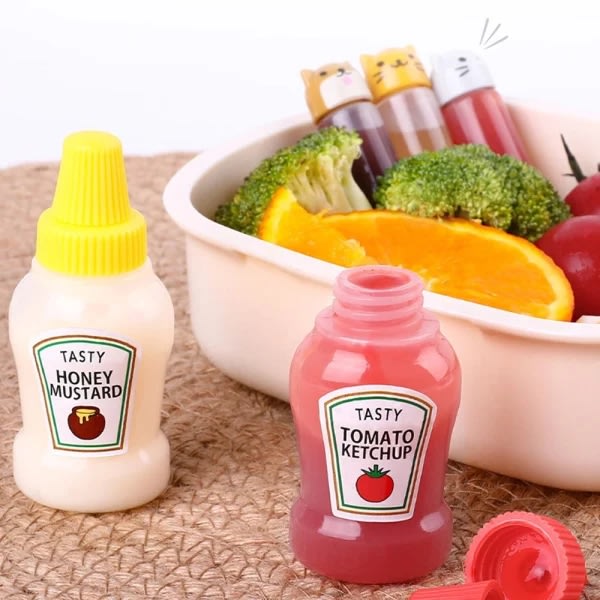 4 mini-sausflaske Mini-klemmeflaskesett En salatdressing Ketchup-dispenseringsflaske - Perfet