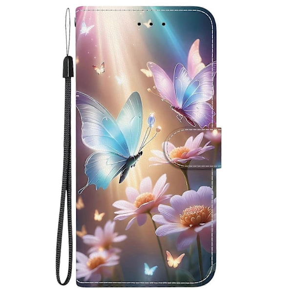Läderfodral med ritning Kompatibelt med Motorola Moto G75 5G-Perfet Butterfly Love Flower