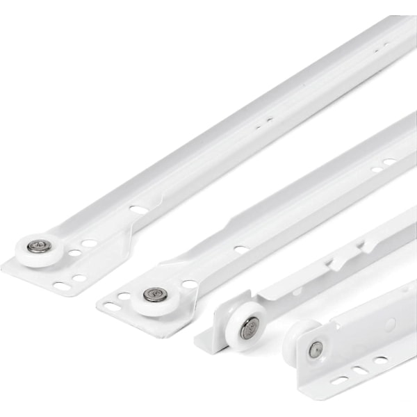 Lådglidskenor 250 mm - Set om 2 (1 par) Glidande Lådförare, Vit, Delvis Utdragen Glidsystem - Lätt att montera glidande låda - Perfekt
