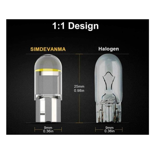 T w5w rød led med 1stk COB led chip 12v pakke - Perfet red