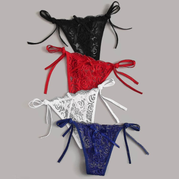 4st Sexiga damunderkläder Spets Öppna stringtrosor G-byxor Damunderkläder Underkläder - Perfet