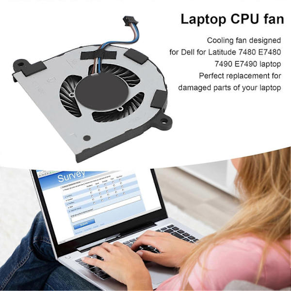 CPU Køleventilator til Dell til Latitude 7480 E7480 7490 E7490 4-pin Strømstik Laptop CPU Ventilator - Perfekt