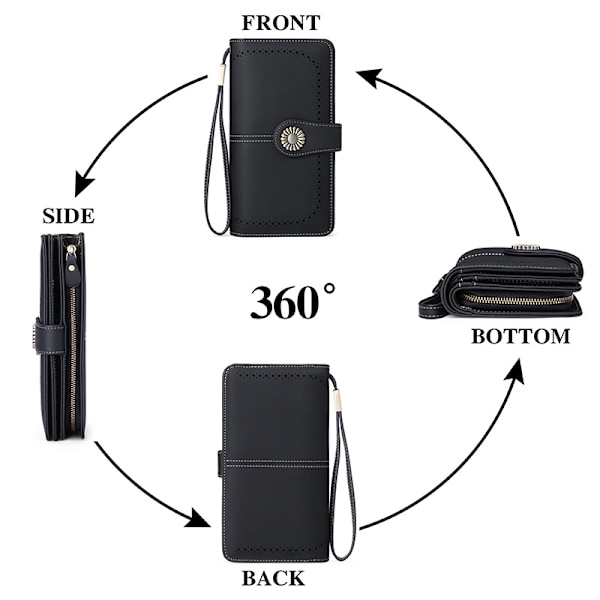 Dame pung Elegant stilfuld pung Lang pung dame RFID clutch multifunktionel - Perfet