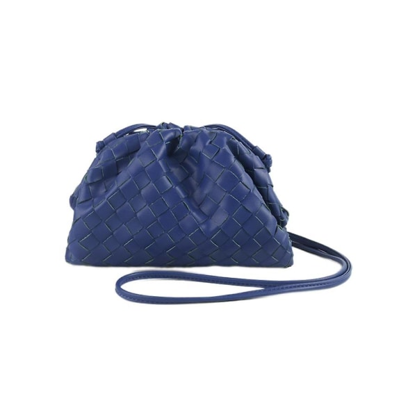 Pu Woven Bag Satchel Cloud Mini Läder Clutch Bag- Perfet navy blue