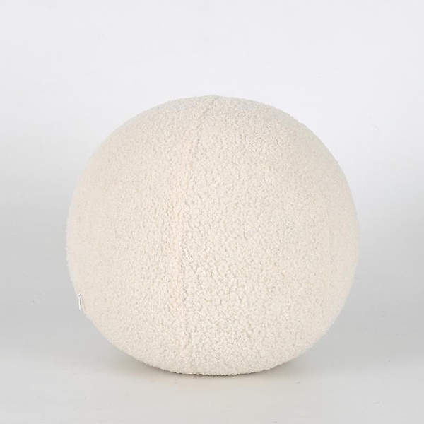 Plush Rund Ullkudde Nordisk Bollformad Enfärgad Fylld Mjuk Kudde för Soffa Kontor Midjerest Kastkudde-Perfekt White 40cm