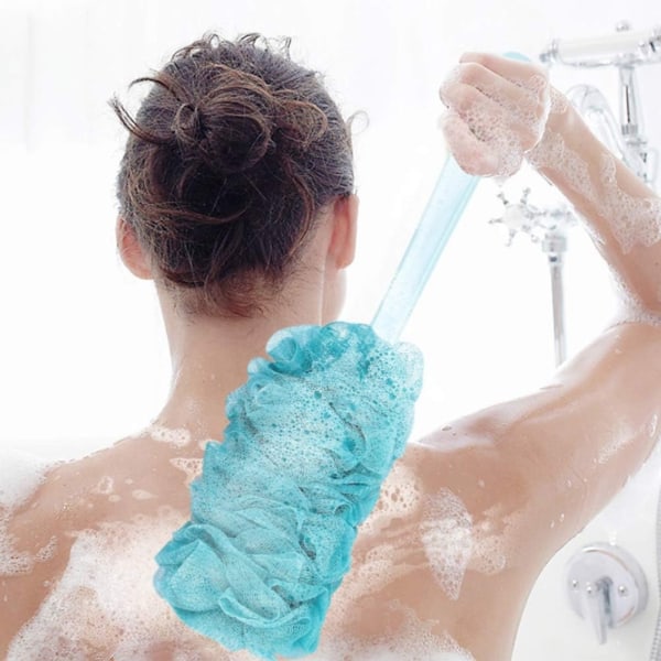duschblomma ryggborste, långt handtag, män och kvinnor (blå) - Perfet