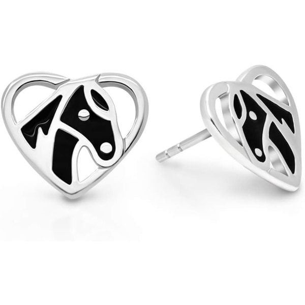 925 Sterling Sølv Sød Emalje Horse Pony Heart Stud Øreringe - Perfet