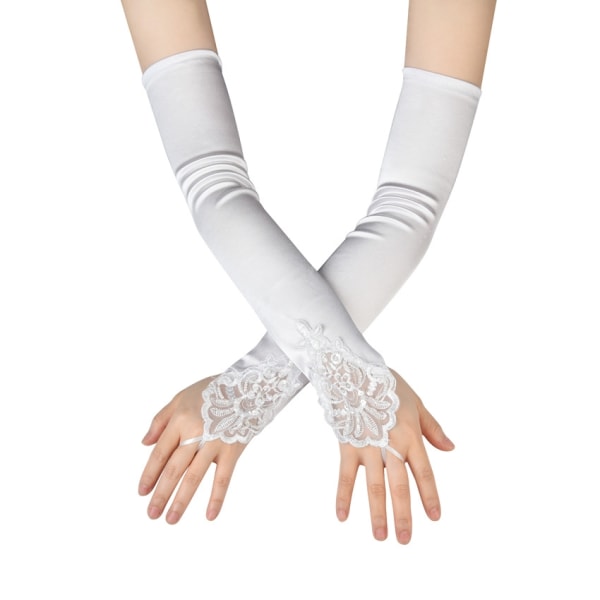 20s Clothing Accessories Set Women's Gloves Arm Sleeves - Perfet white