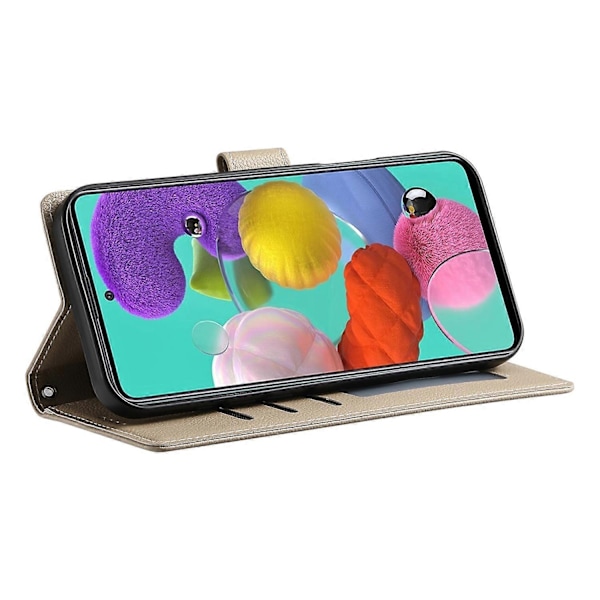 Kompatibel med Samsung Galaxy A24 4G (162.1 x 77.6 x 8.3mm) Etui Læder Lås Wallet Stand Telefon Cover - Perfekt Apricot