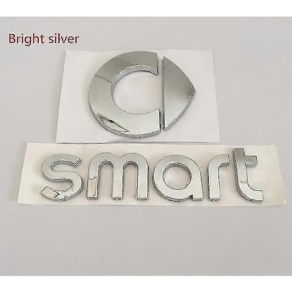 1 stk. 3D ABS Smart Bil Front Emblem Bagagerums Dekaler Badge Sticker Dekal Styling Kompatibel med Kompatibel medto Kompatibel medspeed -Perfet Bright silver2
