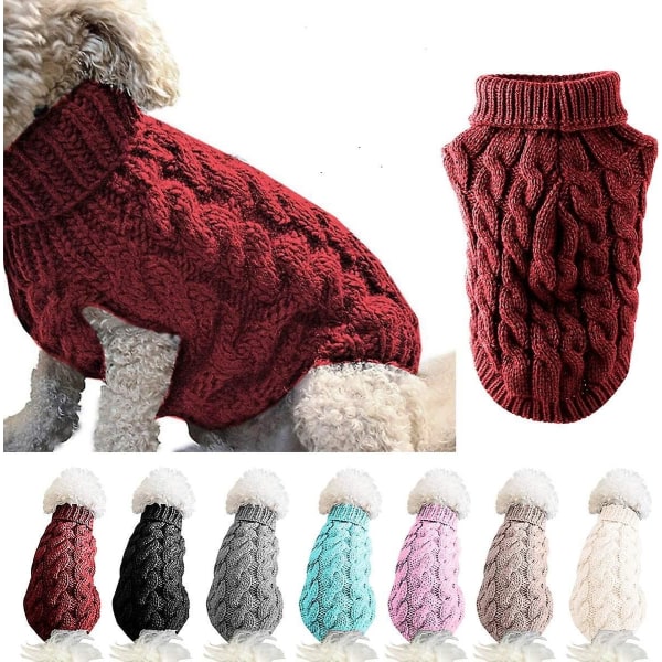 Pet Dog Turtleneck Neulepusero Talvilämmitin Paksuttava villapaita Neulottu Virkattu takkivaatteita Pienelle Keskisuurelle Koiran Pennulle - Perfet Red M