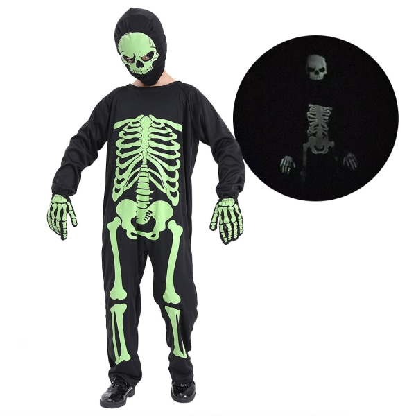 Barns läskiga självlysande skelettkläder Halloween cosplay - Perfet 110cm