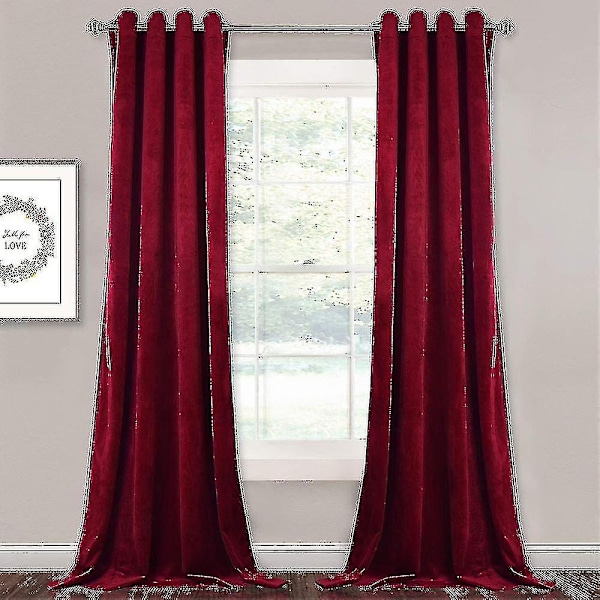 Luksuriøse termisk isolerede gardiner, tykke, solide, effektive mørklægningsgardiner - Perfekt Wine Red W 39x H 55 100cm*140cm