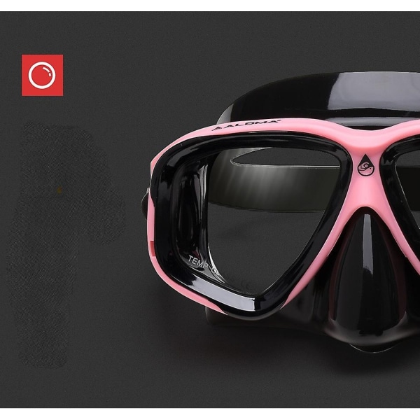 dykmask Set Anti-dimma simglasögon Snorkelutrustning med torrt topprör, svart pulver - Perfet